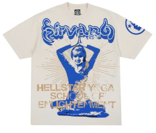 Hellstar Studios Yoga Short Sleeve Tee Shirt Cream